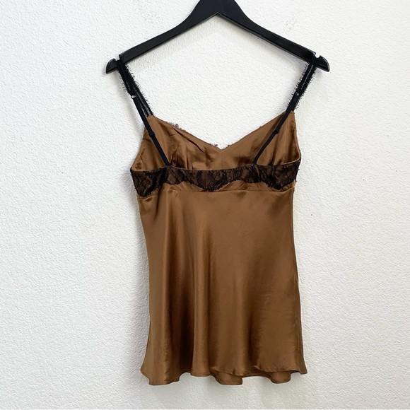 COSABELLA Brown Satin Black Lace Slip Top Size M Made in Italy - Picture 7 of 13